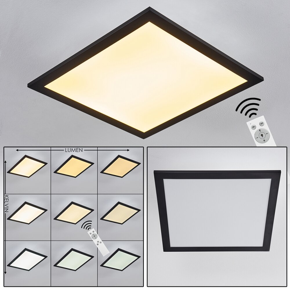 Essaouira Taklampa, Panel LED Svart, 1-ljuskällor, Fjärrkontroll main product photo