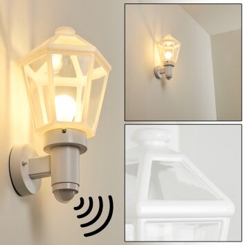 Catigny vägglampa utomhus, Vägglampa Vit, 1-ljuskällor, Rörelsedetektor