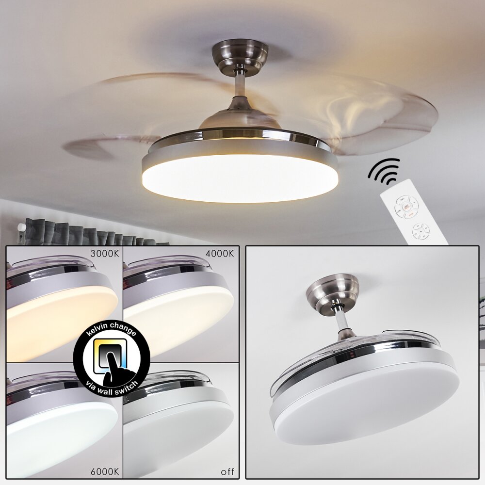 Bendigo Taklampa, Takfläkt med belysning LED Krom, 1-ljuskällor main product photo