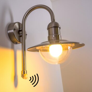 Elima vägglampa utomhus, Vägglampa Färg i rostfritt stål, 1-ljuskällor, Rörelsedetektor