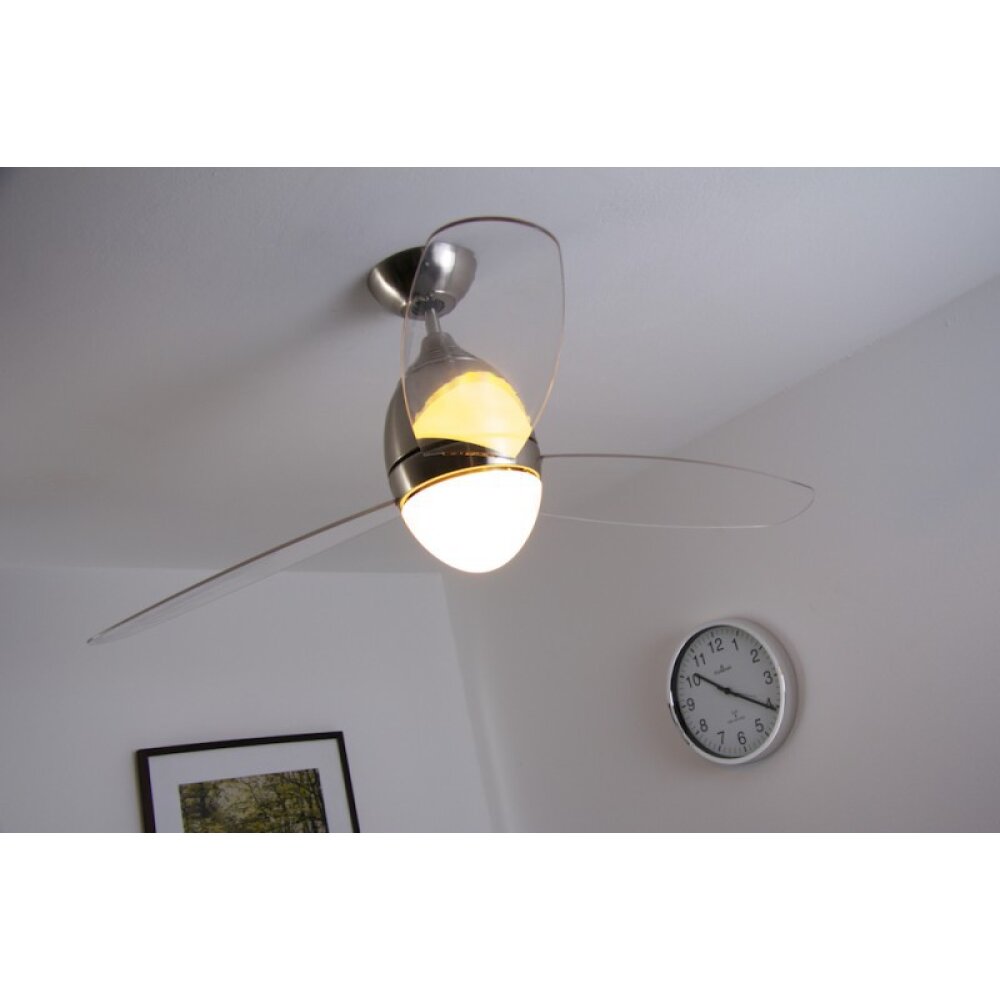 Globo PREMIER Taklampa, Takfläkt med belysning Rostfritt stål, Nickel matt, 2-ljuskällor main product photo