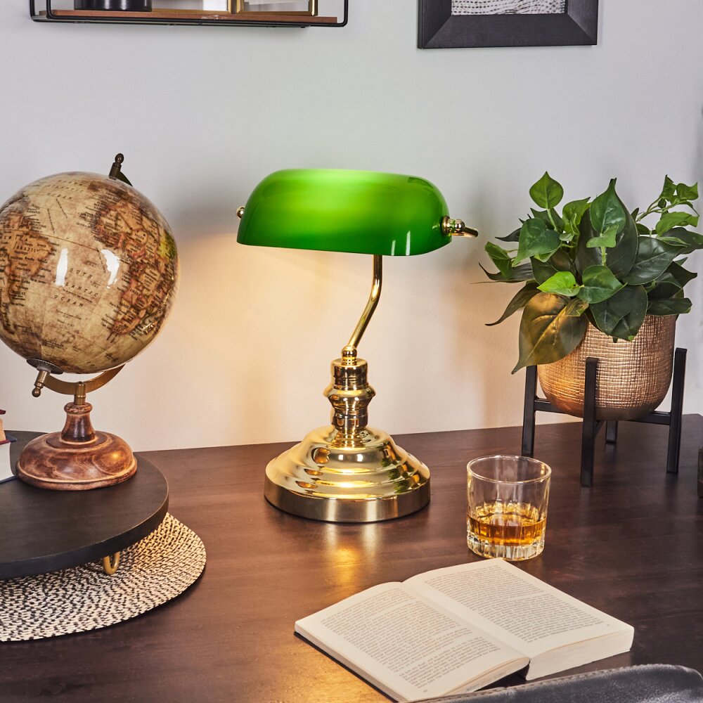 Havsta bankirlampa, Skrivbordslampa, Bordslampa Guld, Grön, Mässing, 1-ljuskällor main product photo