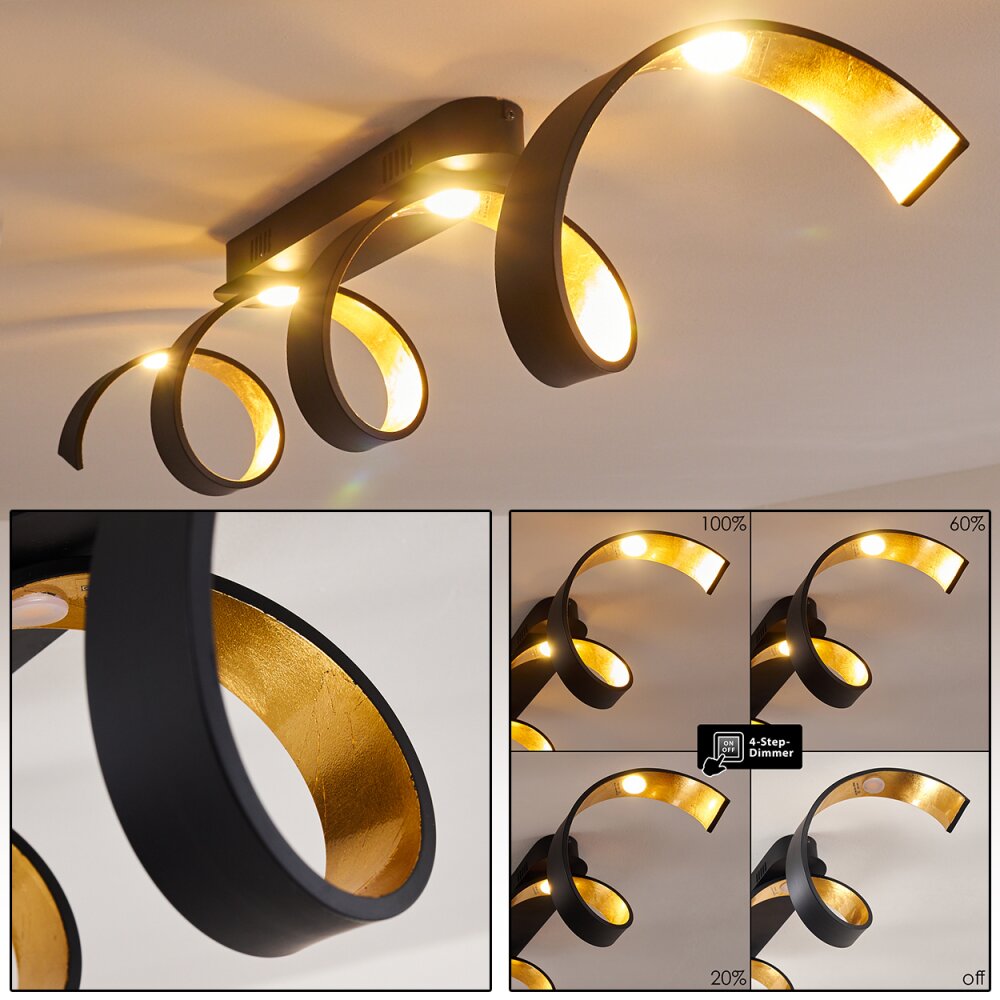Rezat Taklampa LED Svart-guld, 1-ljuskällor main product photo