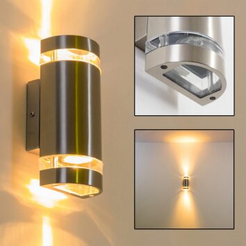 Maturin vägglampa utomhus, Vägglampa Färg i rostfritt stål, 2-ljuskällor