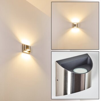 Vano vägglampa utomhus, Vägglampa LED Nickel matt, 2-ljuskällor