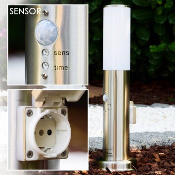 Caserta Sockellampa, Golvlampa, gångvägslampa Rostfritt stål, 1-ljuskällor, Rörelsedetektor