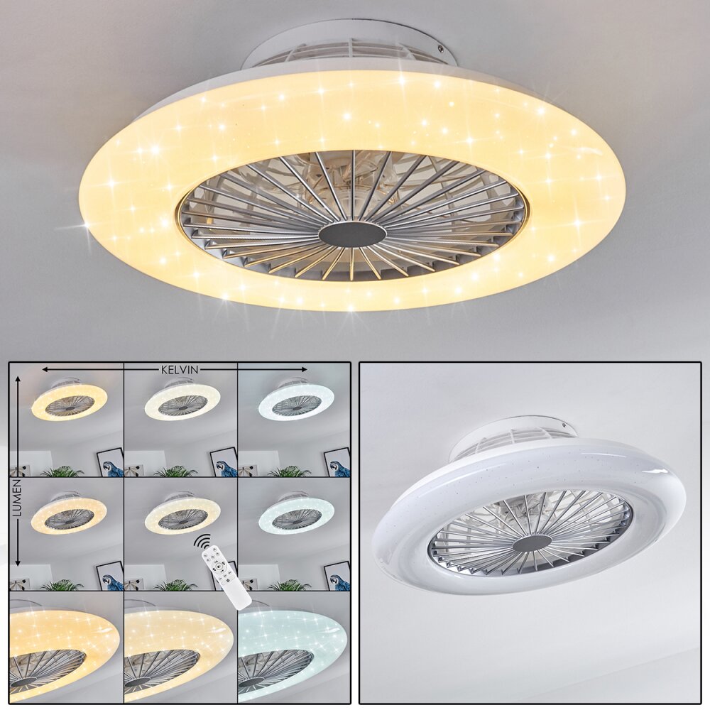 Piraeus Taklampa, Takfläkt med belysning LED Titan, Vit, 1-ljuskällor, Fjärrkontroll main product photo