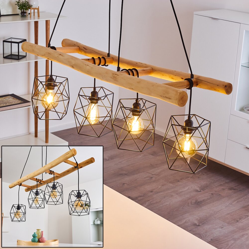 Kotor Pendelbelysning Trä ljus, Svart, 4-ljuskällor main product photo