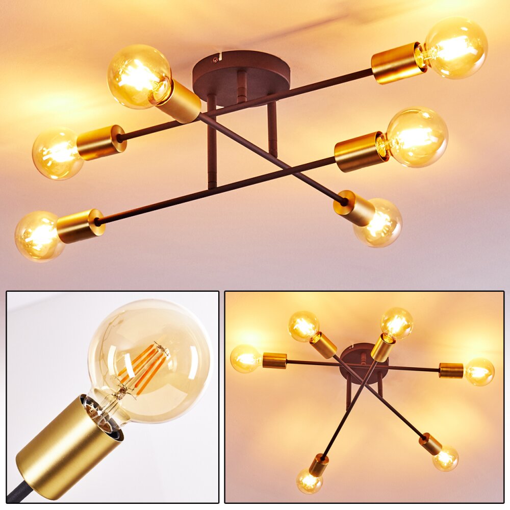 Coppet Taklampa Svart-guld, 6-ljuskällor main product photo