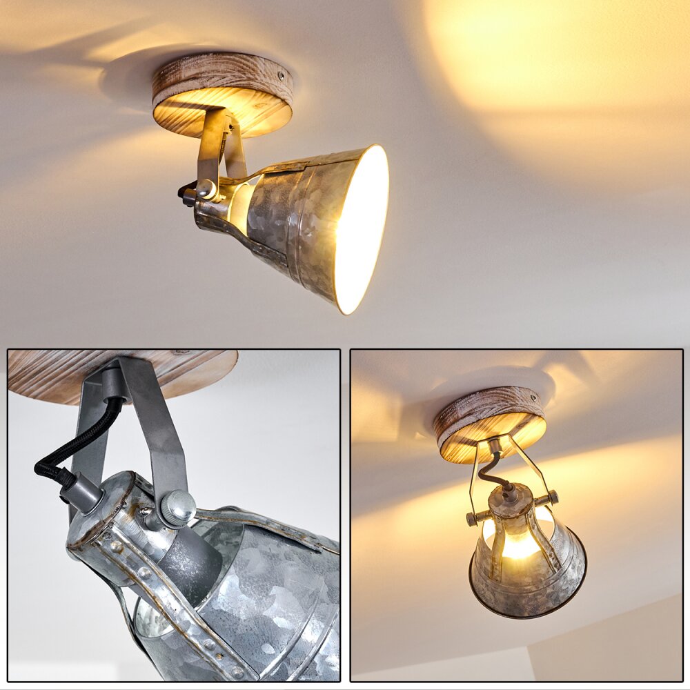 Berkeley Taklampa, Takstrålkastare Trä ljus, Galvaniserad, 1-ljuskällor main product photo