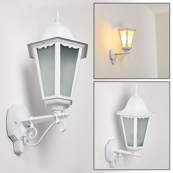 Hongkong vägglampa utomhus, Vägglampa Vit, 1-ljuskällor