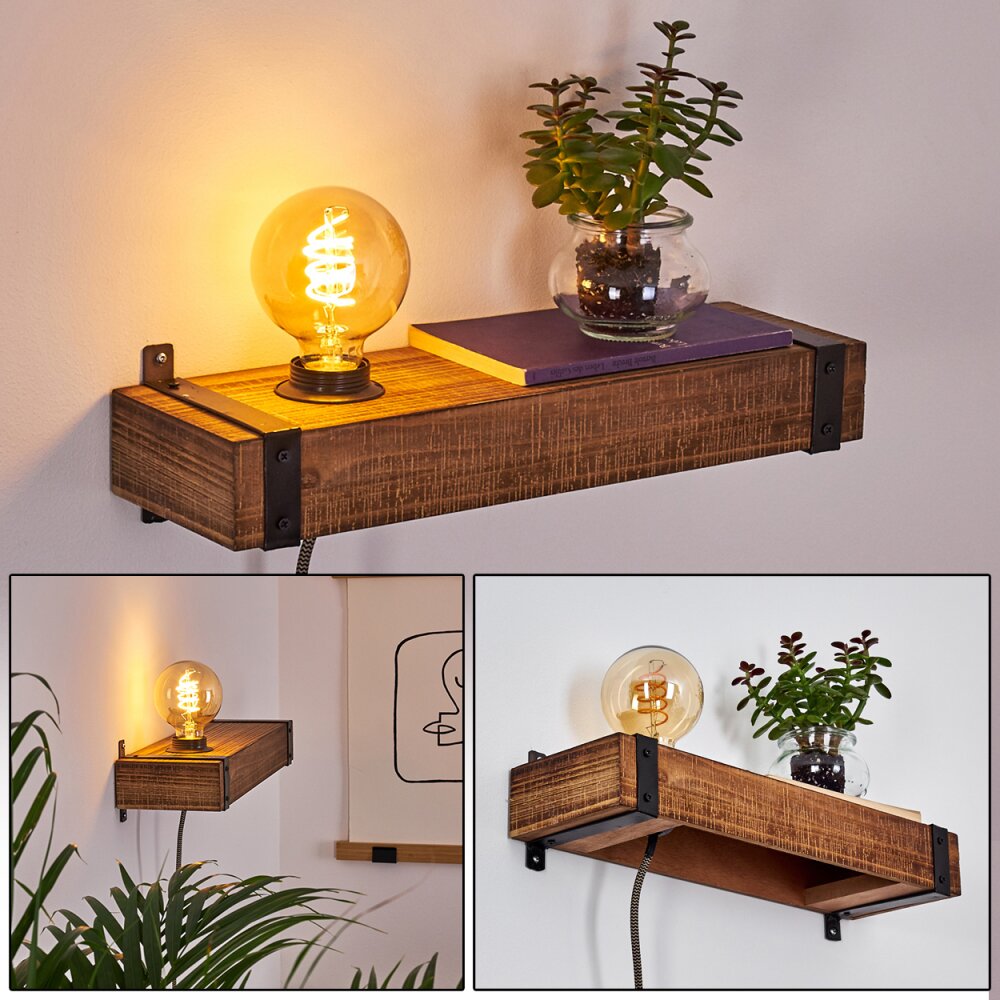 Montgomery Vägglampa Trä mörkt, Svart, 1-ljuskällor main product photo