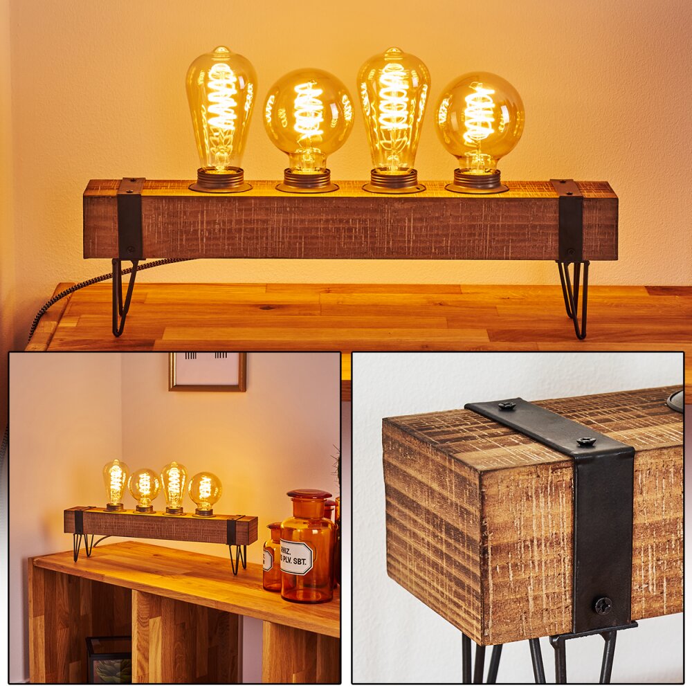 Montgomery Bordslampa Trä ljus, Svart, 4-ljuskällor main product photo