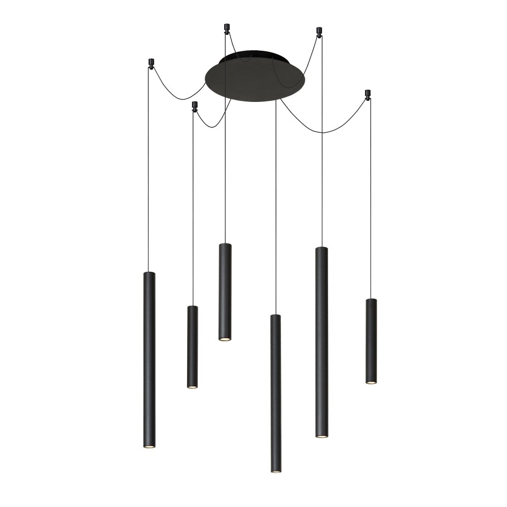 Lucide LORENZ Pendelbelysning LED Svart, 6-ljuskällor main product photo