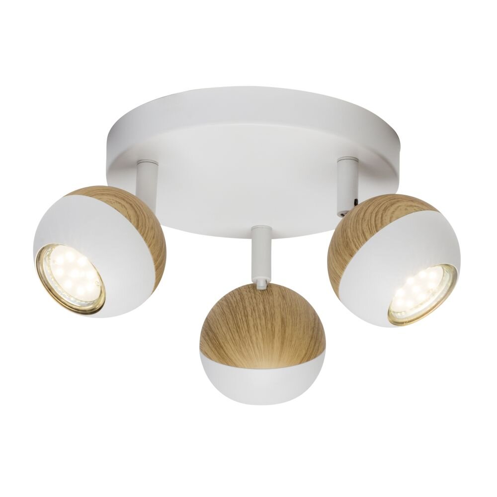 Brilliant Lampor Scan Taklampa, Takstrålkastare LED Trä ljus, Vit, 3-ljuskällor main product photo