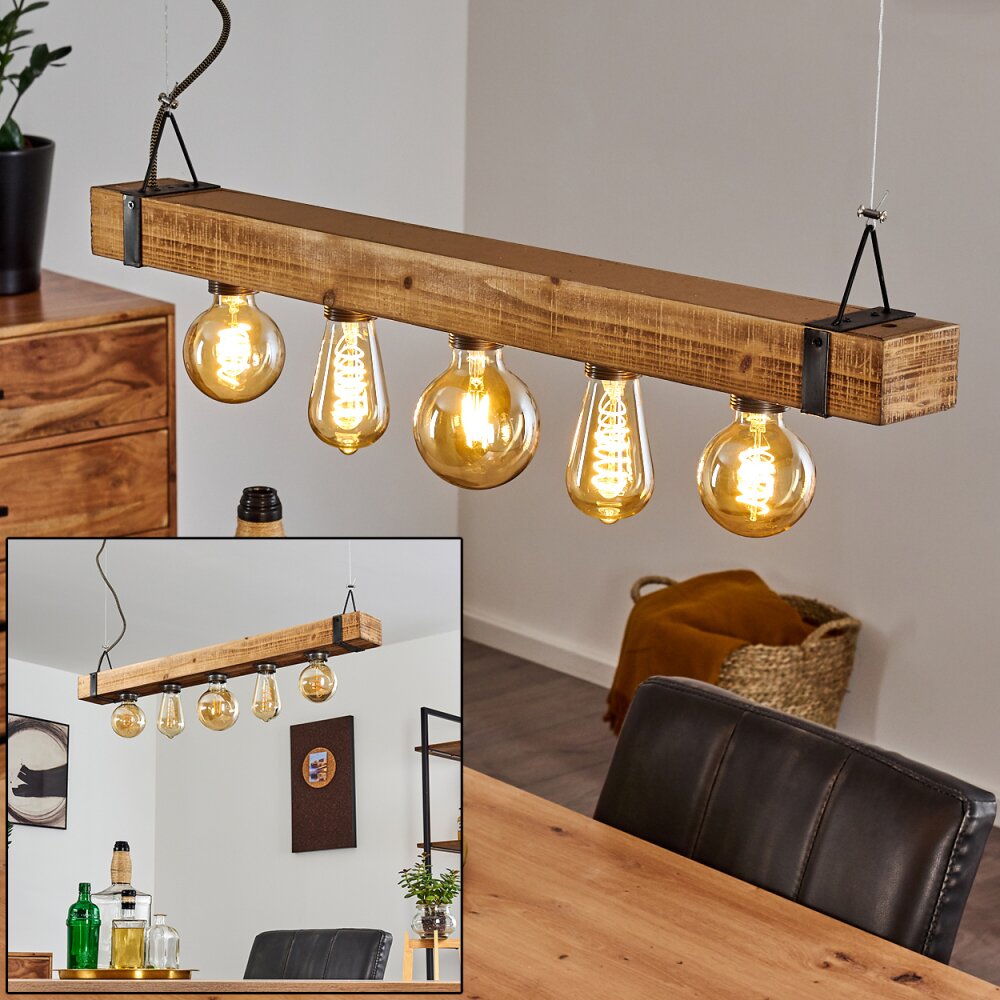 Montgomery Pendelbelysning Trä ljus, Svart, 5-ljuskällor main product photo