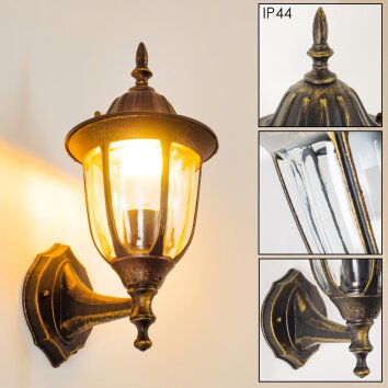 Ribadeo vägglampa utomhus, Vägglampa Svart-guld, 1-ljuskällor