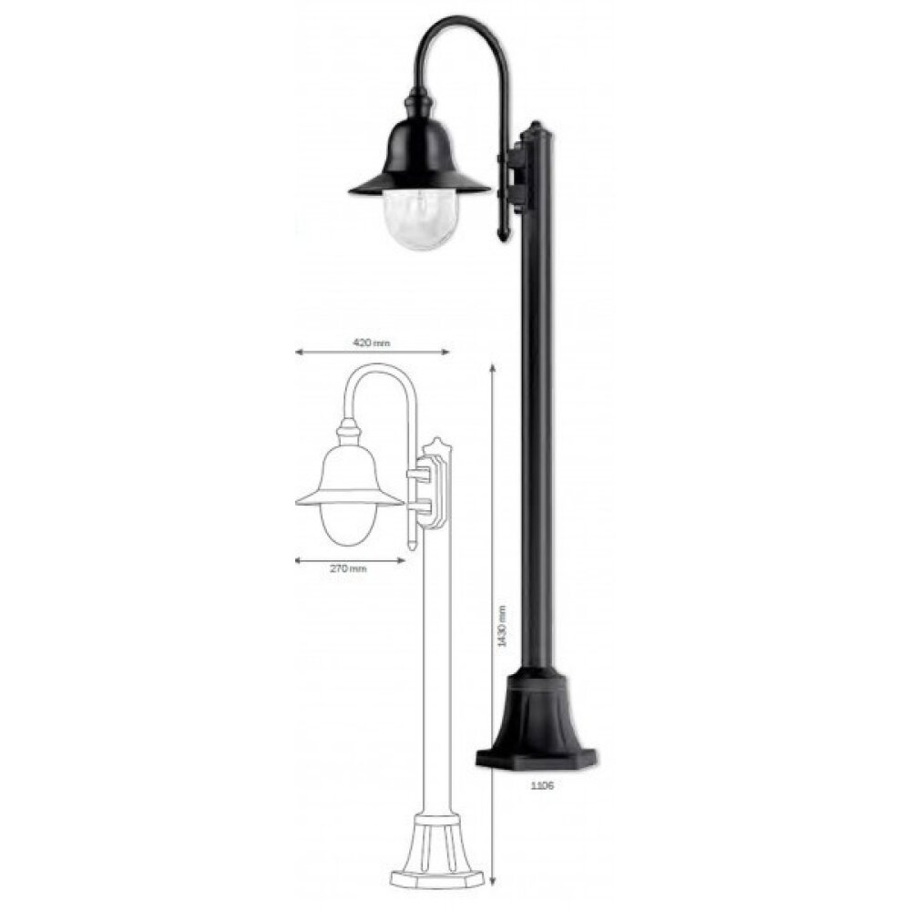 LCD Lengerich gångvägslampa Svart, 1-ljuskällor main product photo