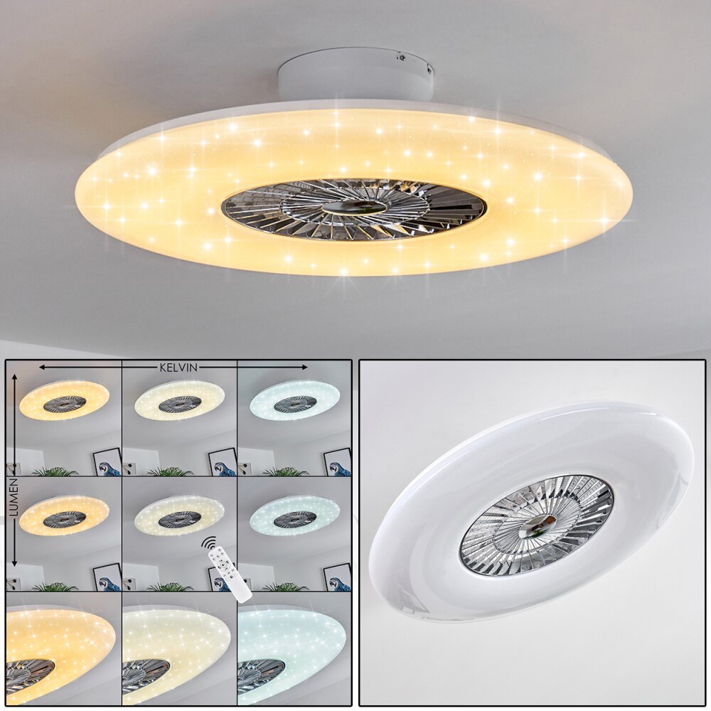 Petrovac Taklampa, Takfläkt med belysning LED Krom, Vit, 1-ljuskällor, Fjärrkontroll main product photo