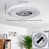 Petrovac Taklampa, Takfläkt med belysning LED Krom, Vit, 1-ljuskällor, Fjärrkontroll