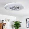 Petrovac Taklampa, Takfläkt med belysning LED Krom, Vit, 1-ljuskällor, Fjärrkontroll