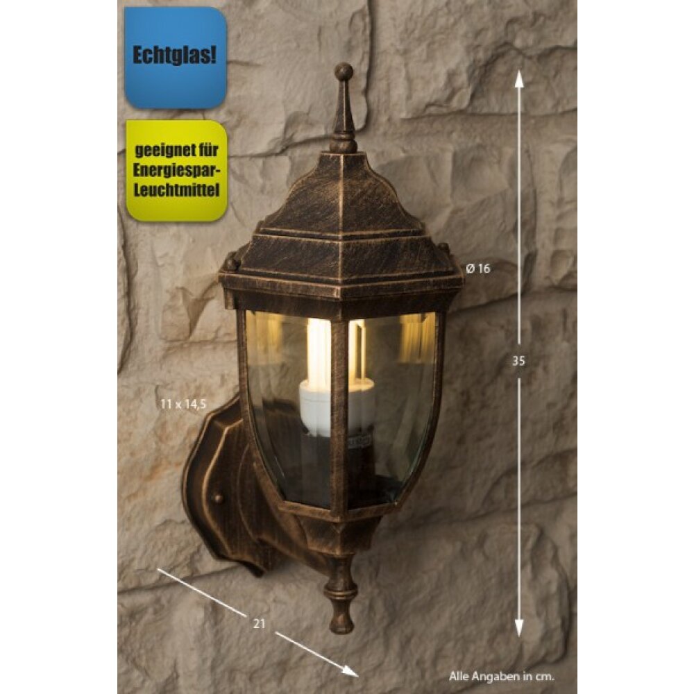 Rabalux Nizza vägglampa utomhus Guld, Mässing, Genomskinlig, klar main product photo