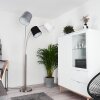Bernardino Golvlampa, Båglampor Nickel matt, 3-ljuskällor, Tyg-lampskärm
