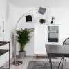Bernardino Golvlampa, Båglampor Nickel matt, 3-ljuskällor, Tyg-lampskärm