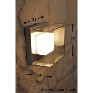 Konstsmide Lampor SANREMO vägglampa utomhus, Vägglampa LED Färg i rostfritt stål, Genomskinlig, klar, 9-ljuskällor