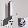 Porus Vägglampa LED Antracit, 1-ljuskällor, Rörelsedetektor