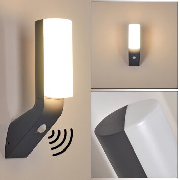 Porus vägglampa utomhus, Vägglampa LED Antracit, 1-ljuskällor, Rörelsedetektor