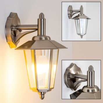 Moskau vägglampa utomhus, Vägglampa Rostfritt stål, Genomskinlig, klar, 1-ljuskällor