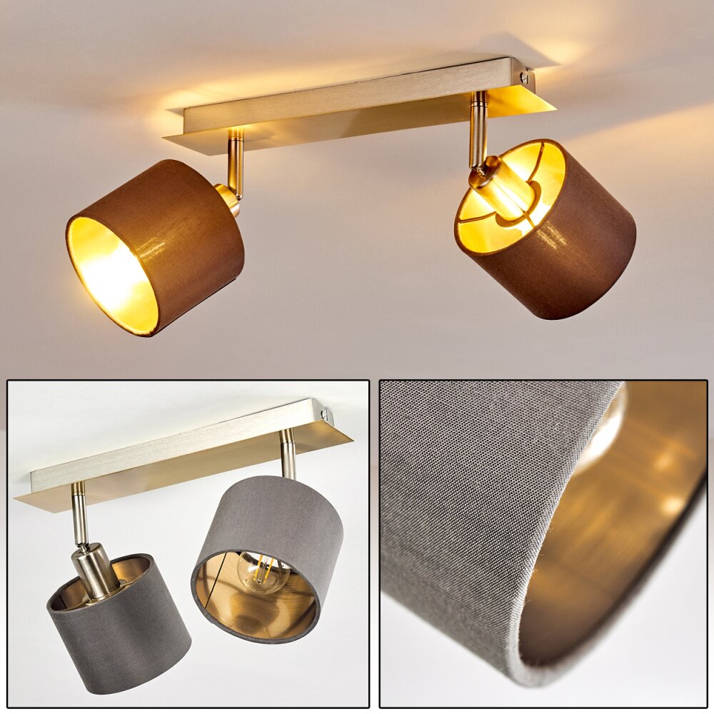 Tibro Taklampa, Takstrålkastare Mässing, Nickel matt, 2-ljuskällor main product photo