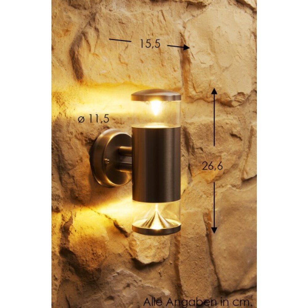 Globo CARME Utomhusbelysning, Vägglampa Rostfritt stål, 2-ljuskällor main product photo