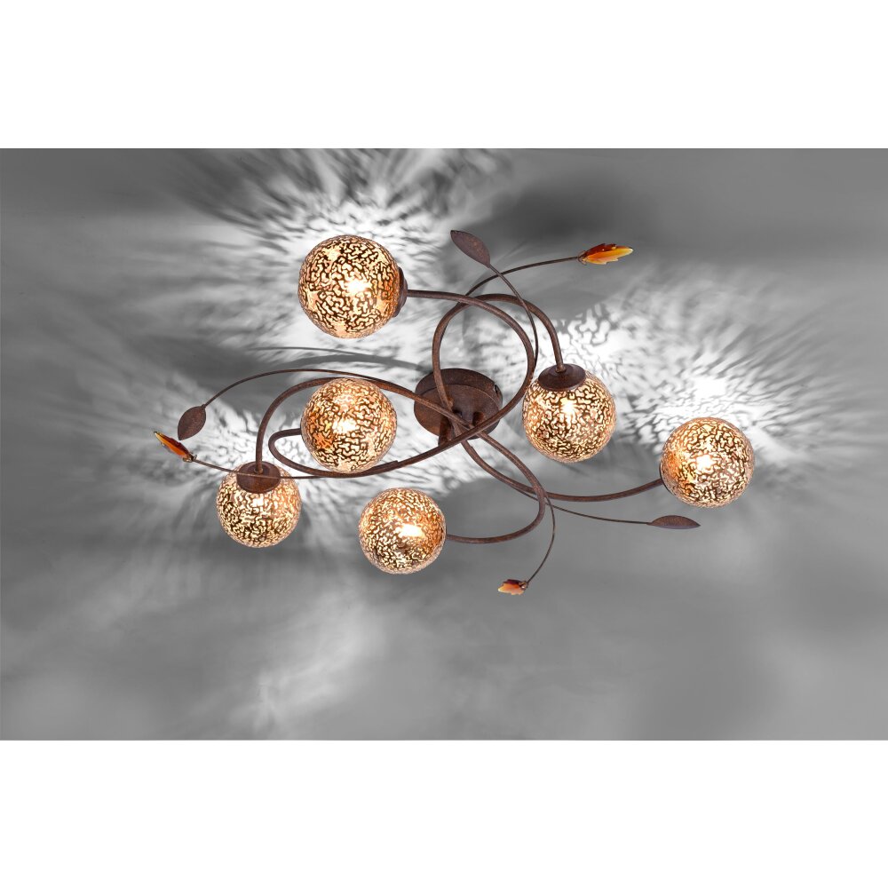 Paul Neuhaus Lampor GRETA Taklampa Rostfärger, 6-ljuskällor main product photo