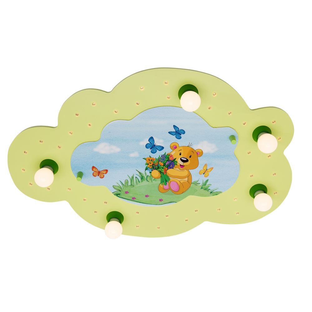 Elobra Barnbelysning TEDDYBÄR Vägg- och taklampor Grön, 5-ljuskällor main product photo