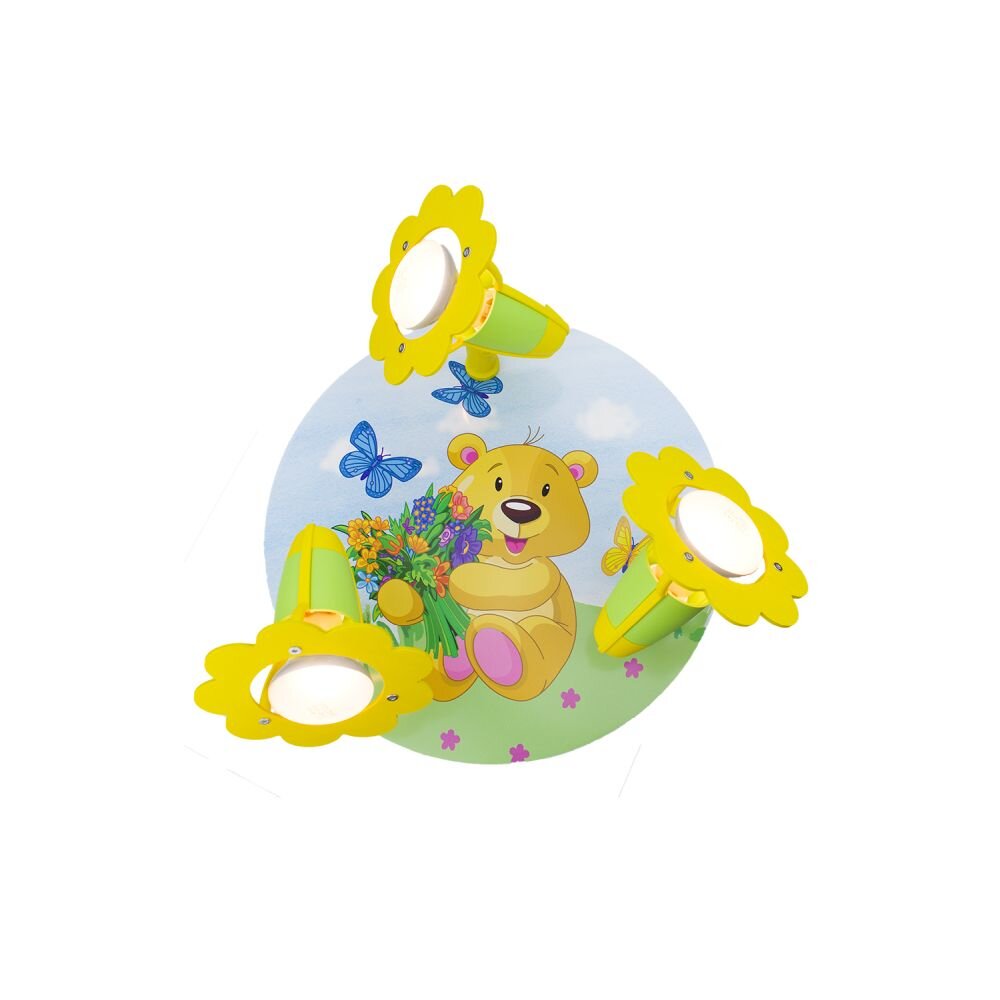 Elobra Barnbelysning TEDDYBÄR Taklampa, Takstrålkastare Gul, Grön, 3-ljuskällor main product photo