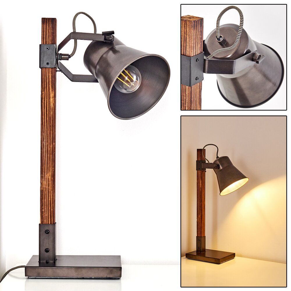 Oksbol Bordslampa, Läslampa Mörkbrun, Grått, Stål borstat, 1-ljuskällor main product photo