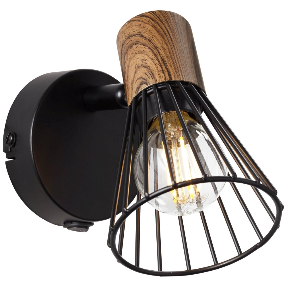 Brilliant Lampor Manama Väggspotlight Trä mörkt, Svart, 1-ljuskällor main product photo